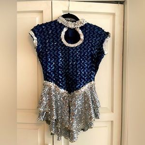 Halloween costume Women’s ice skating/ gymnast blue and silver sequin  size s